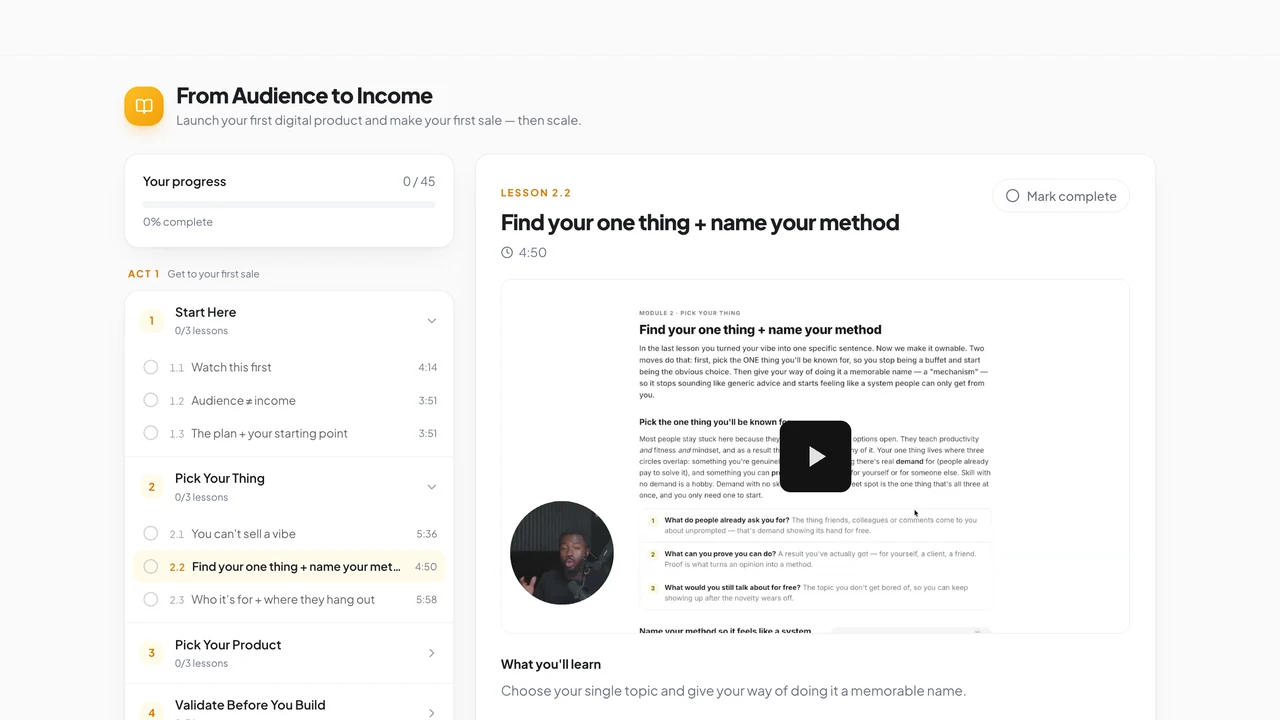 Lesson 2.2 — Find your one thing