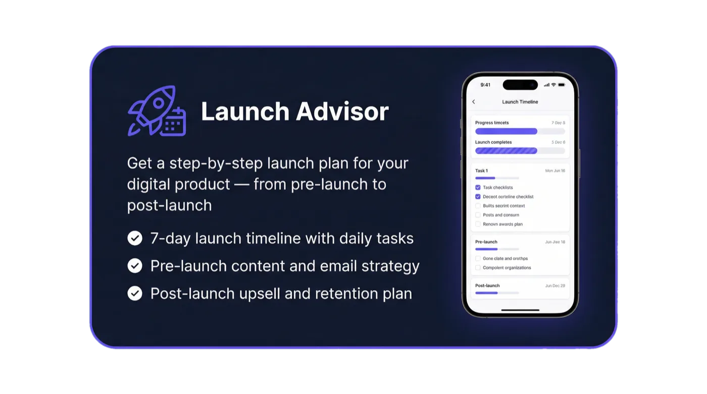 Obteno's Launch Advisor giving a step-by-step launch plan
