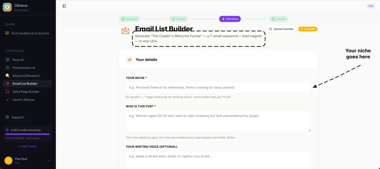 Email List Builder, the form that turns a niche and audience into a lead magnet and a seven-email welcome sequence